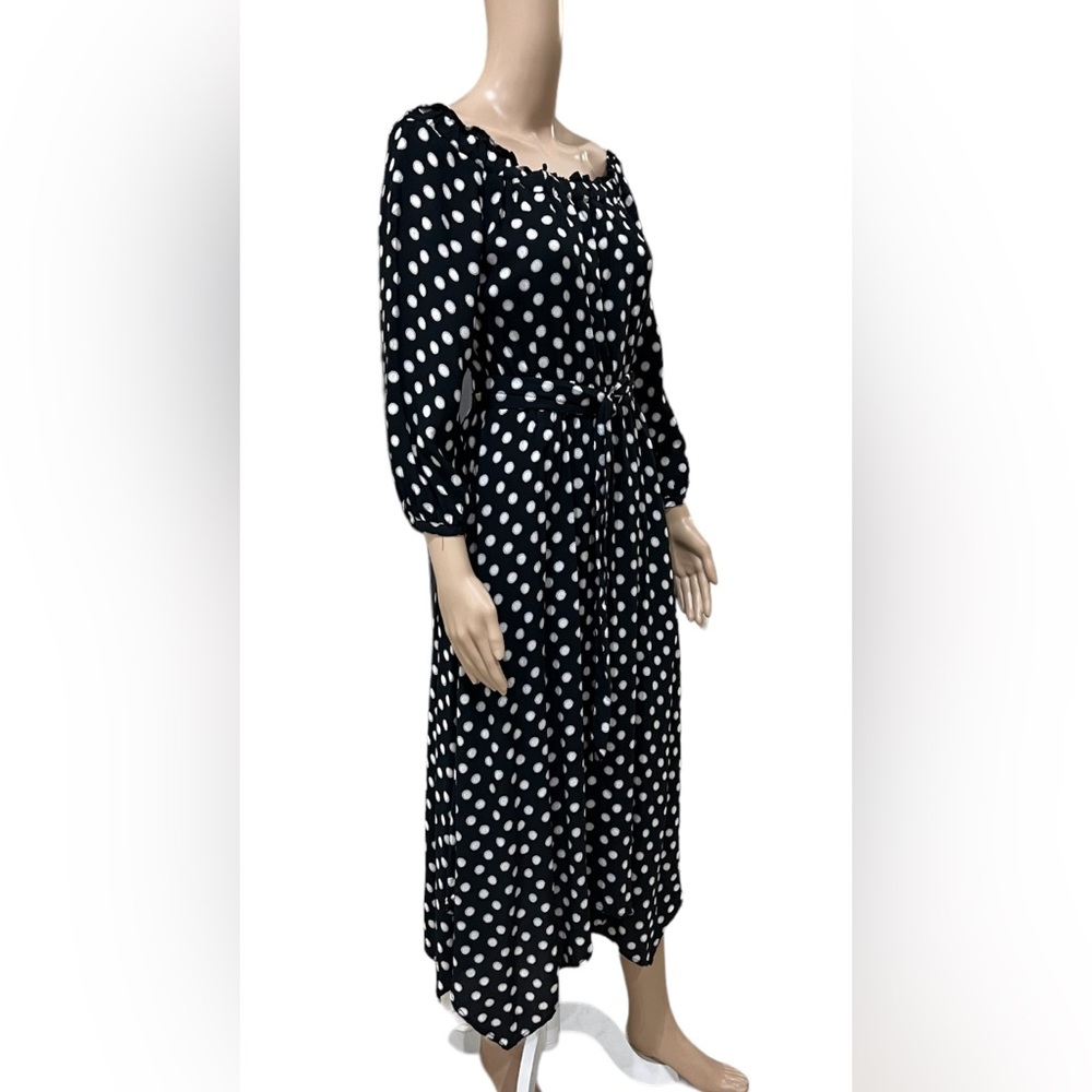 GUC Maeve By Anthropologie Womens Dress Size 4 Black w/White Polka Dots Belted